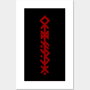 ODIN'S SPEAR - Black Bind Rune Design INK SPLAT Posters and Art